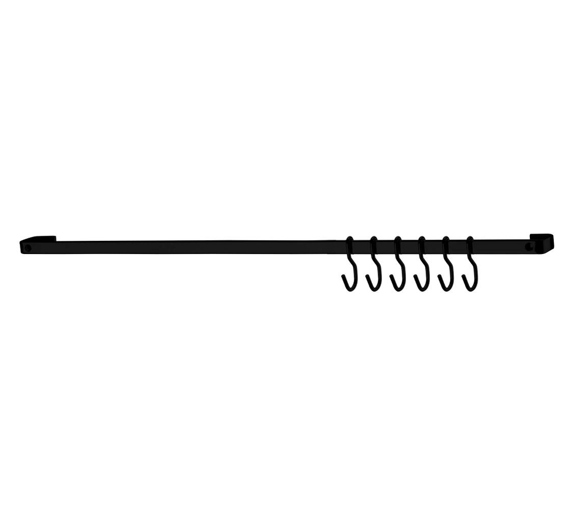 Barra de Piatina 45cm com 6 ganchos - Preto Fosco