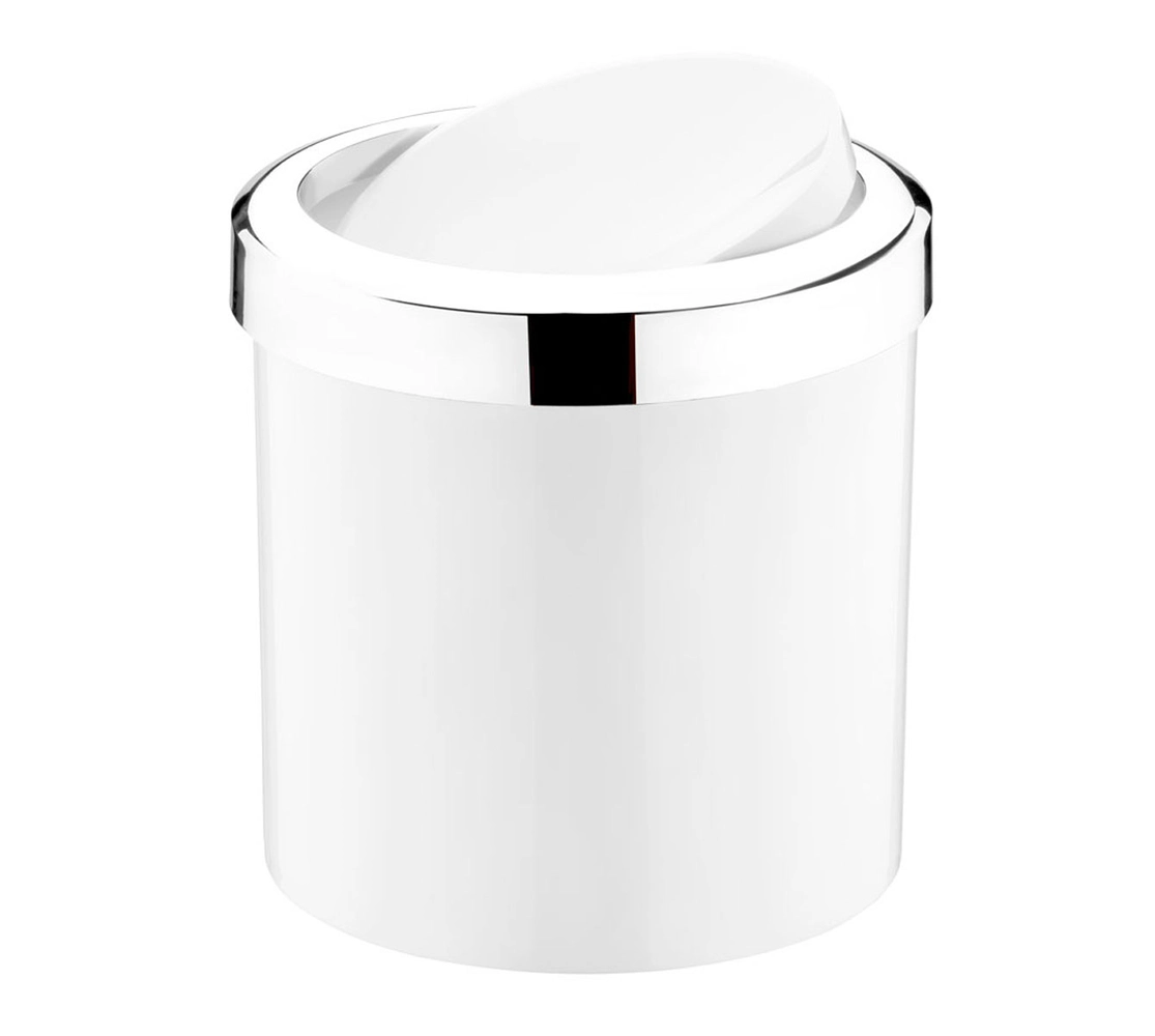 Lixeira Basculante 5 Litros - Branco/Cromado