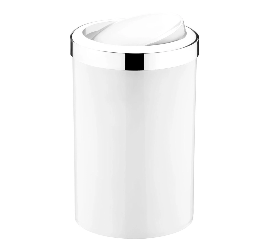 Lixeira Basculante 8 Litros - Branco/Cromado