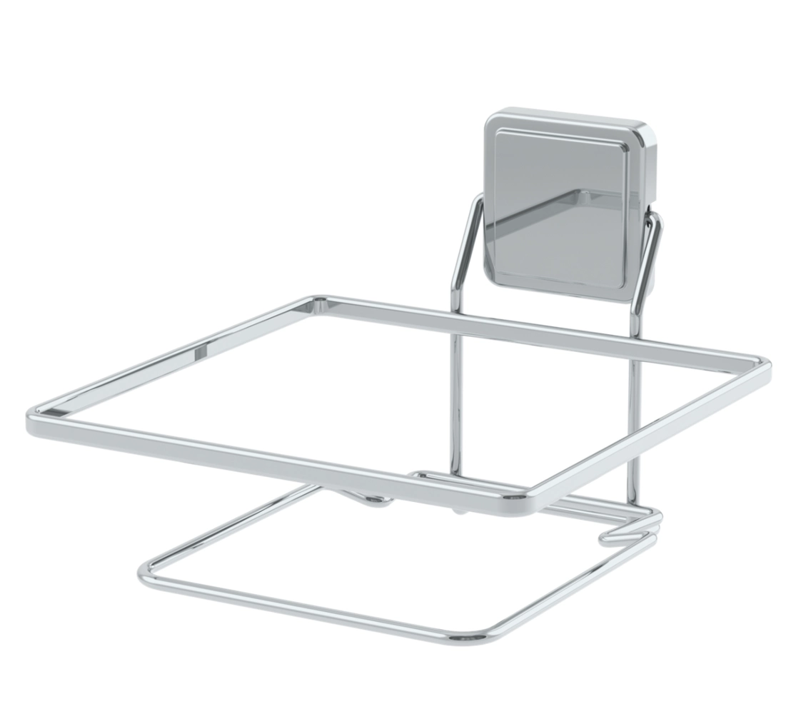 Lixeira Quadrada 6,5 Litros com Suporte - Adesivo 3M - Branco/Cromado