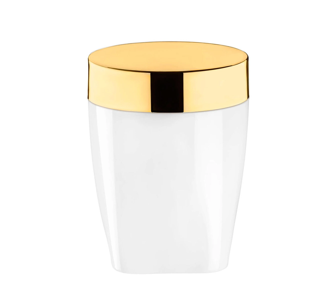 Porta Algodão/Cotonete - Branco/Dourado