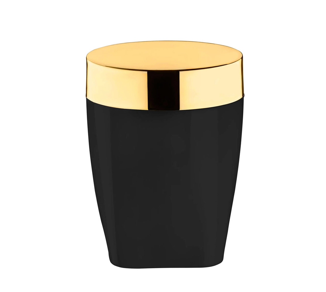 Porta Algodão/Cotonete - Preto/Dourado
