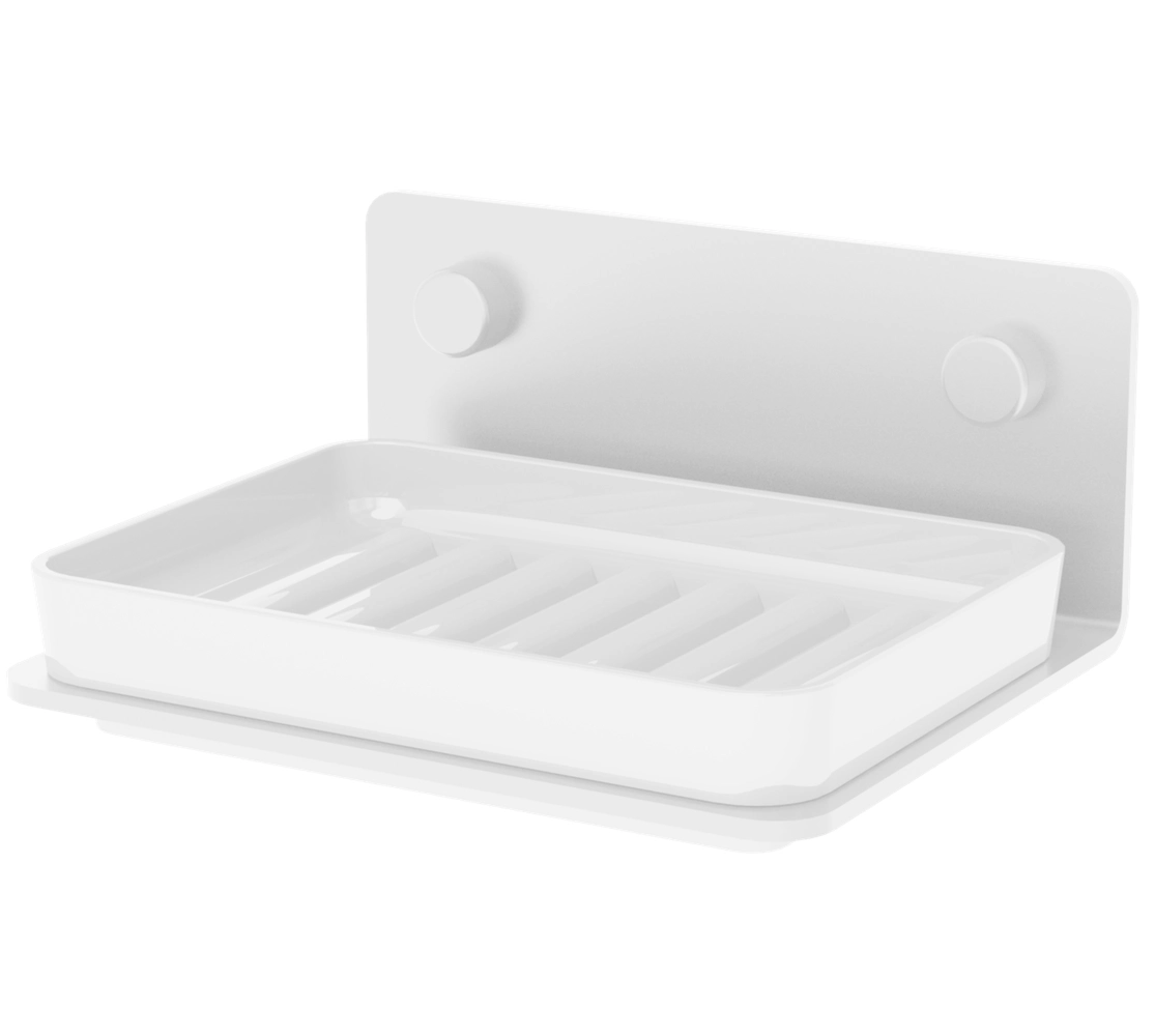 Saboneteira com Base Plástica Removível - Branco