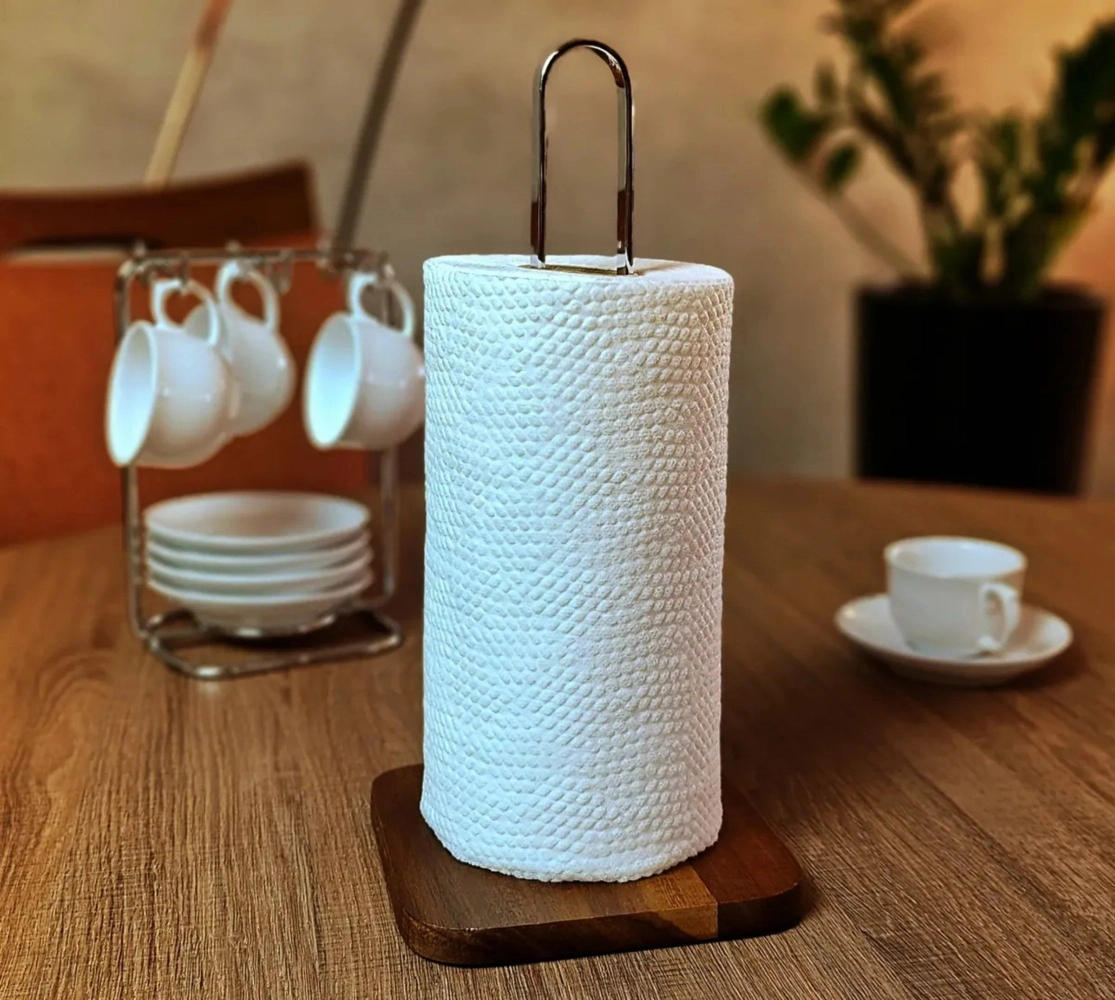 Suporte Rolo Papel Toalha Madeira