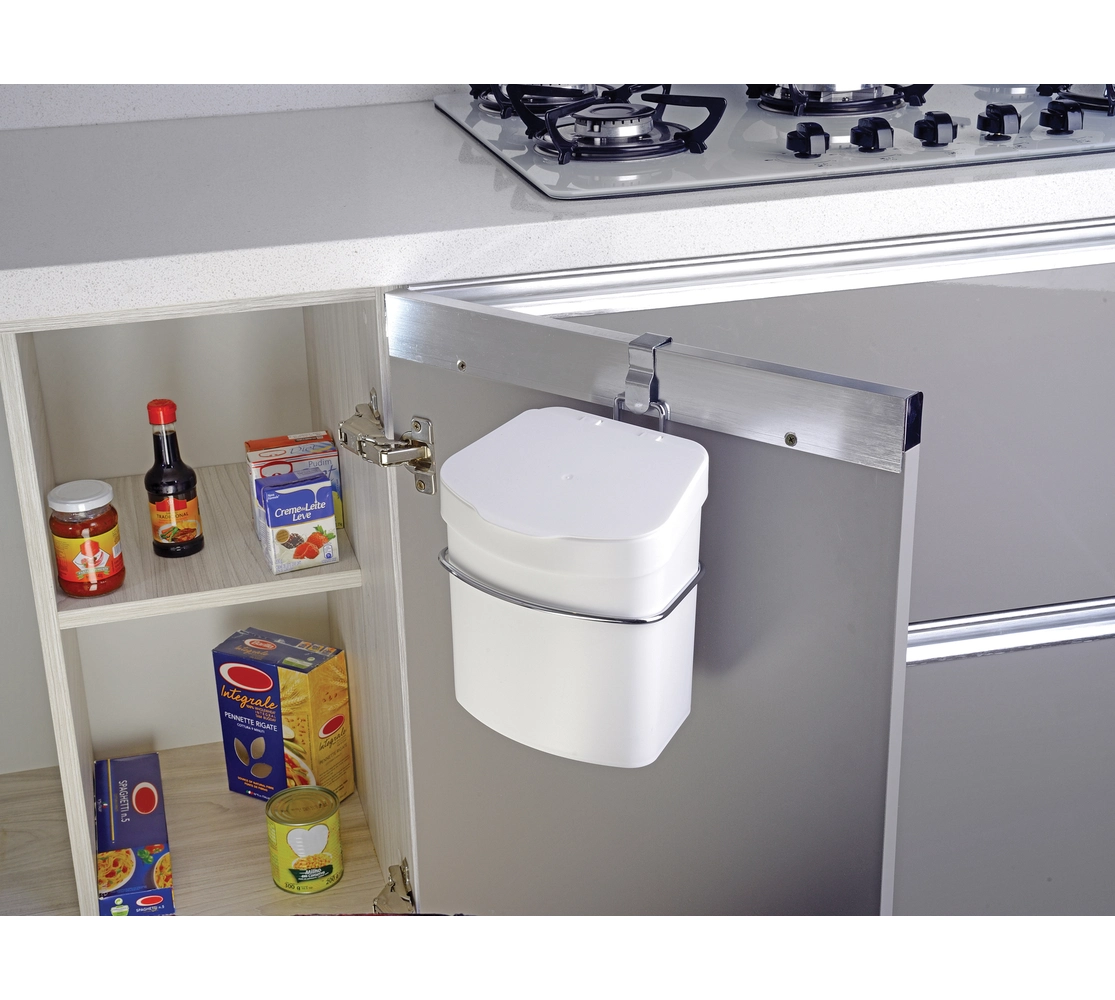 Suporte com Lixeira Plástica 2,5L para Porta de Armário