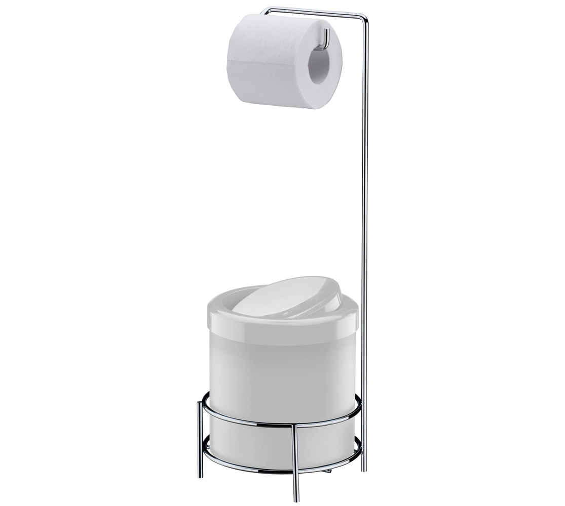 Suporte para Papel Higiênico com Lixeira Branca 5 Litros