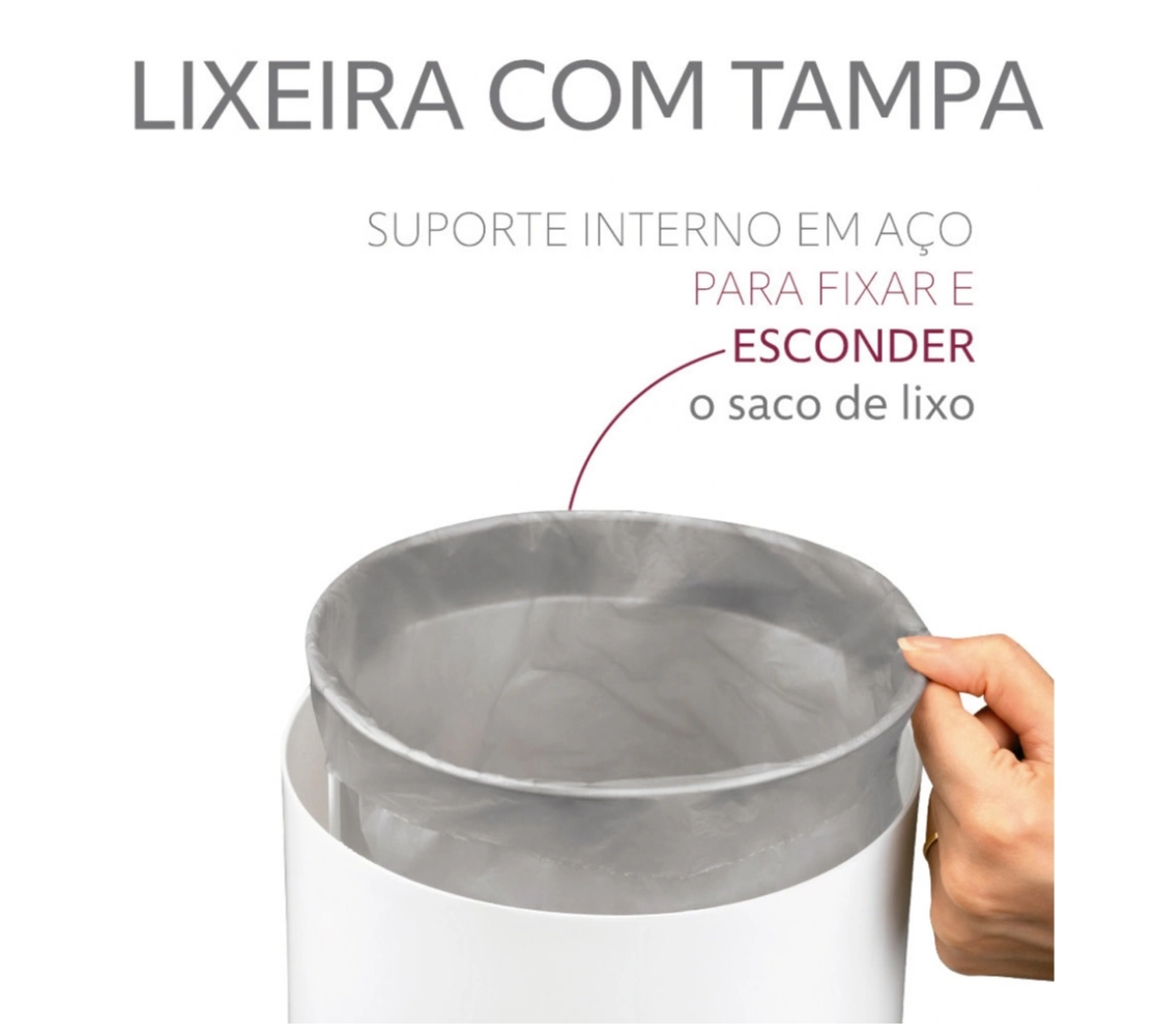 Suporte para Papel Higiênico com Lixeira Preta 5 Litros