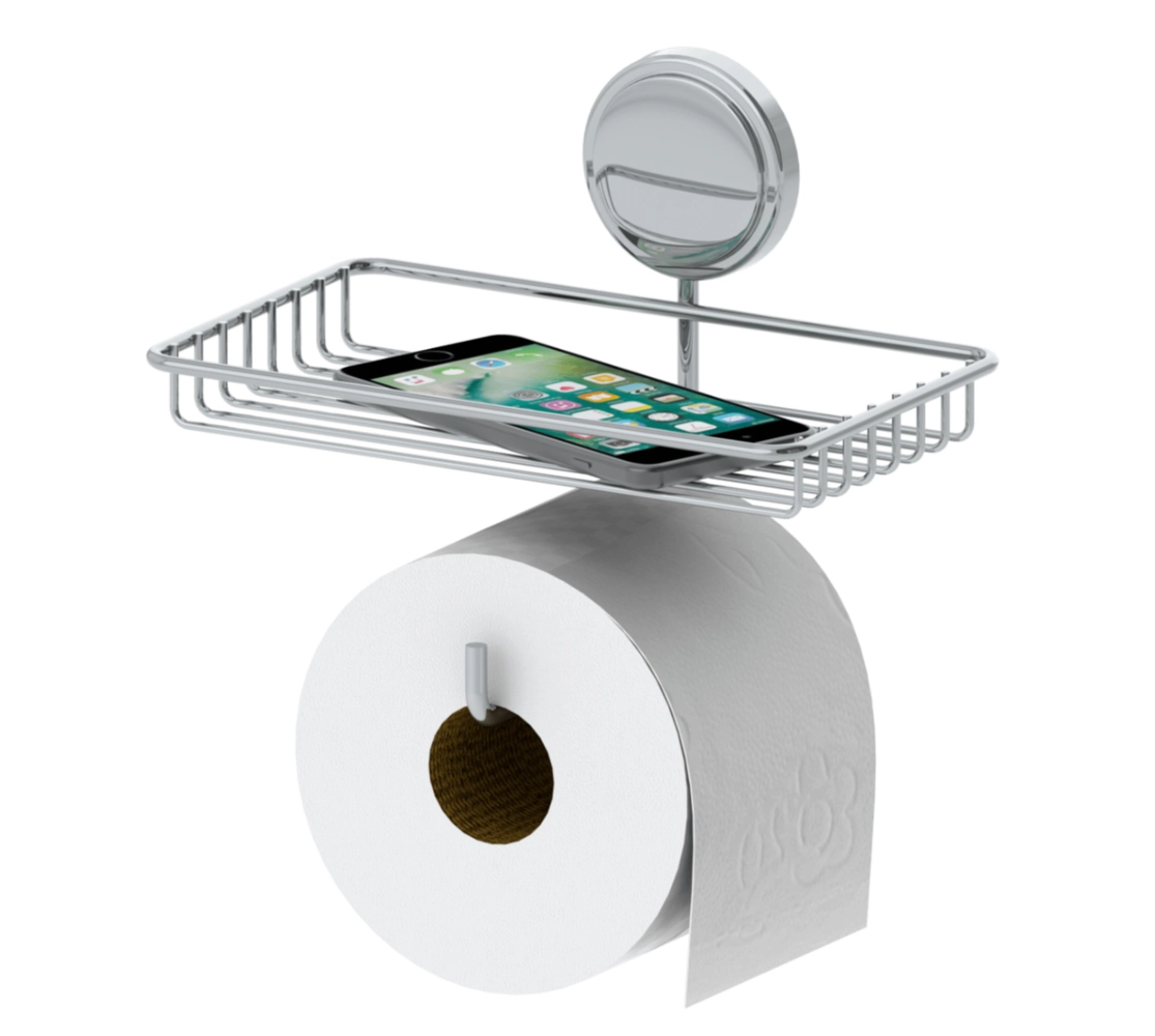 Suporte para Papel Higiênico com Porta Objetos - Adesivo 3M