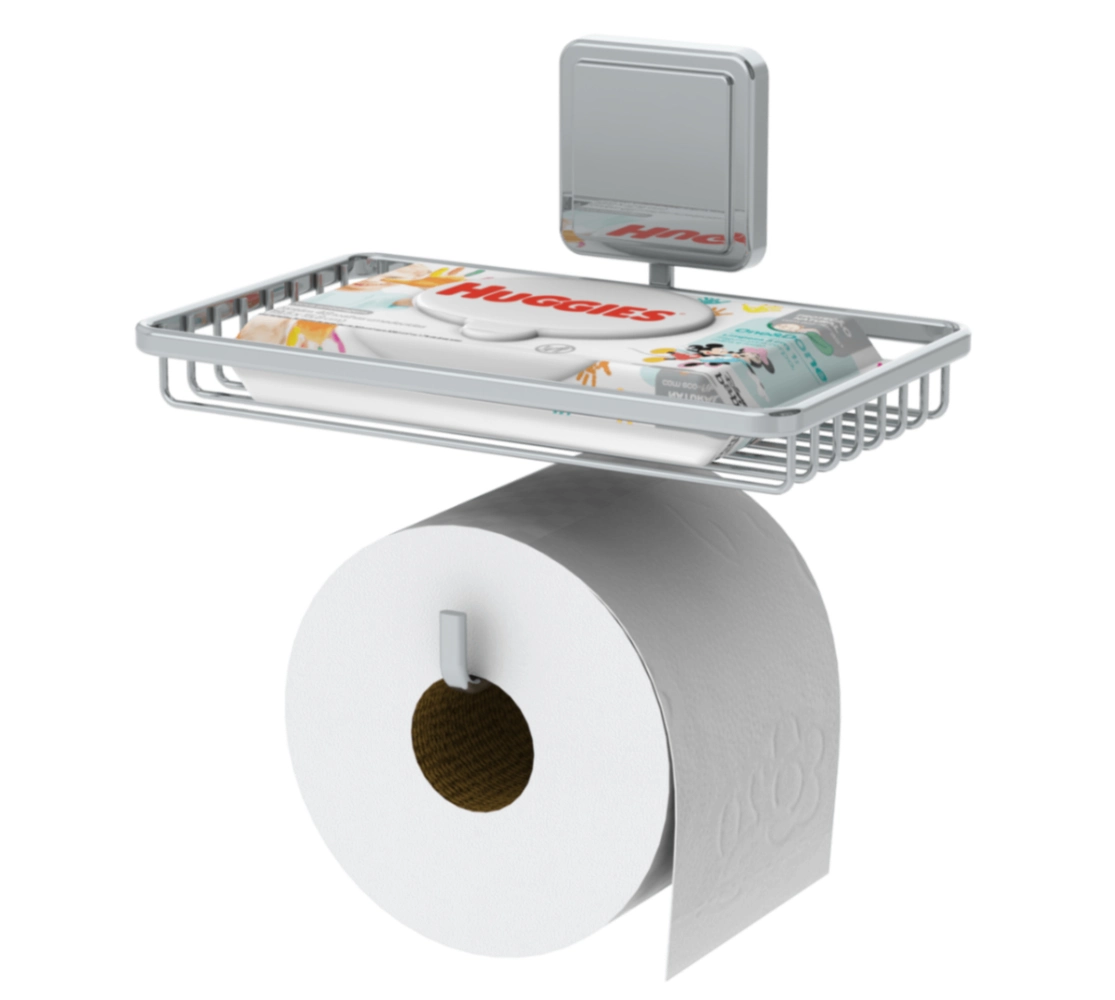 Suporte para Papel Higiênico com Porta Objetos com Adesivo 3M