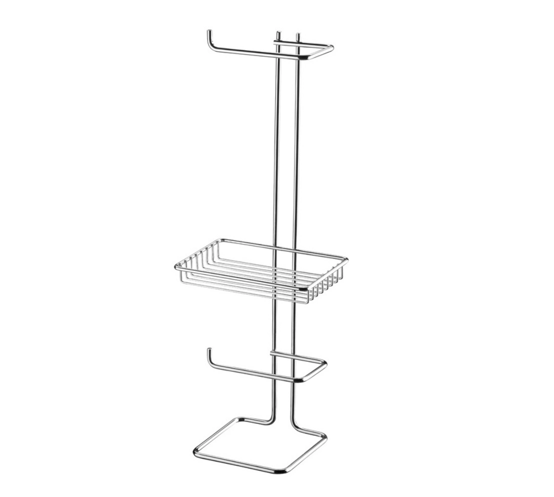 Suporte para Papel Higiênico de Chão Duplo com Porta Objeto