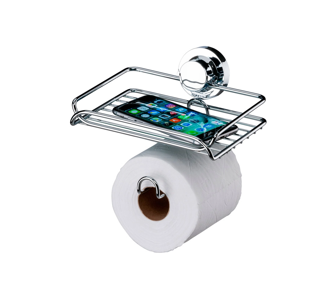 Suporte para Papel Higiênico e Porta Objetos com Ventosa