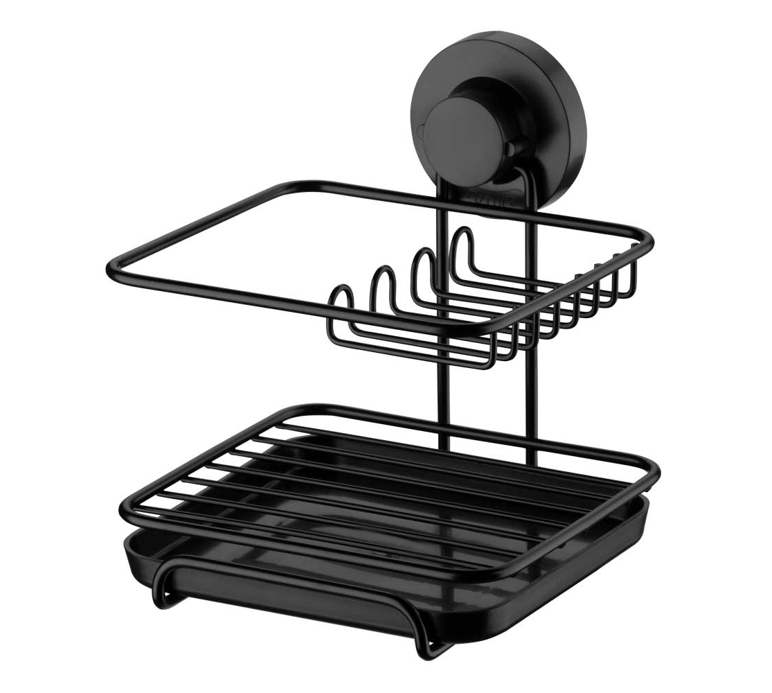 Suporte para Sabão/Detergente/Esponja com Ventosa - Preto Fosco