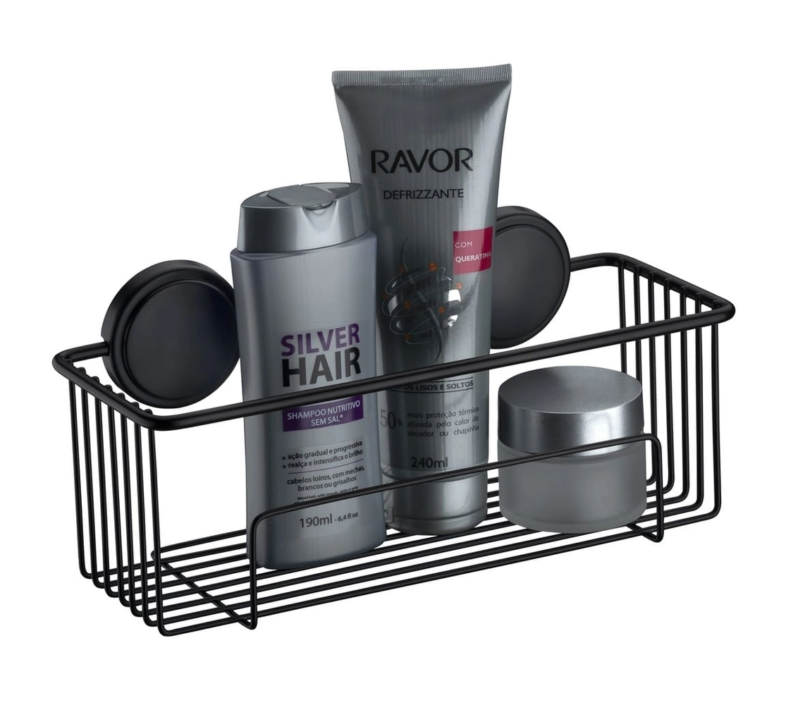 Suporte para Shampoo com Adesivo 3M - Preto Fosco