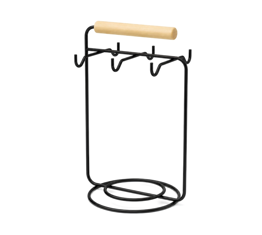 Suporte para Xícaras e Pires de Café - Preto Fosco