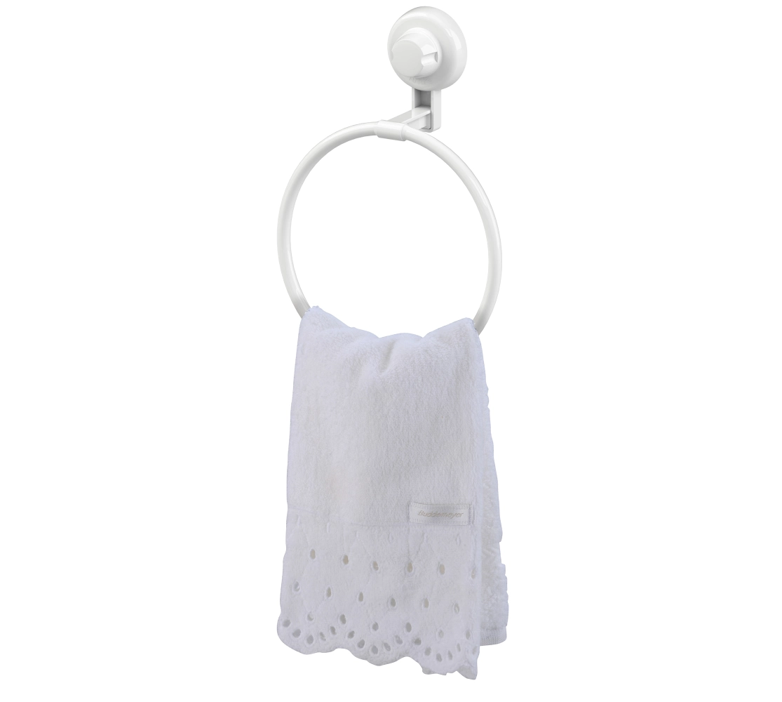 Toalheiro Argola 18cm com Ventosa - Branco
