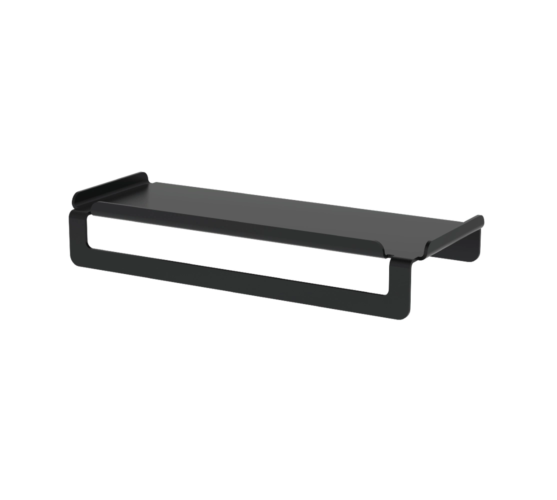 Toalheiro com Prateleira 28cm - Preto Fosco