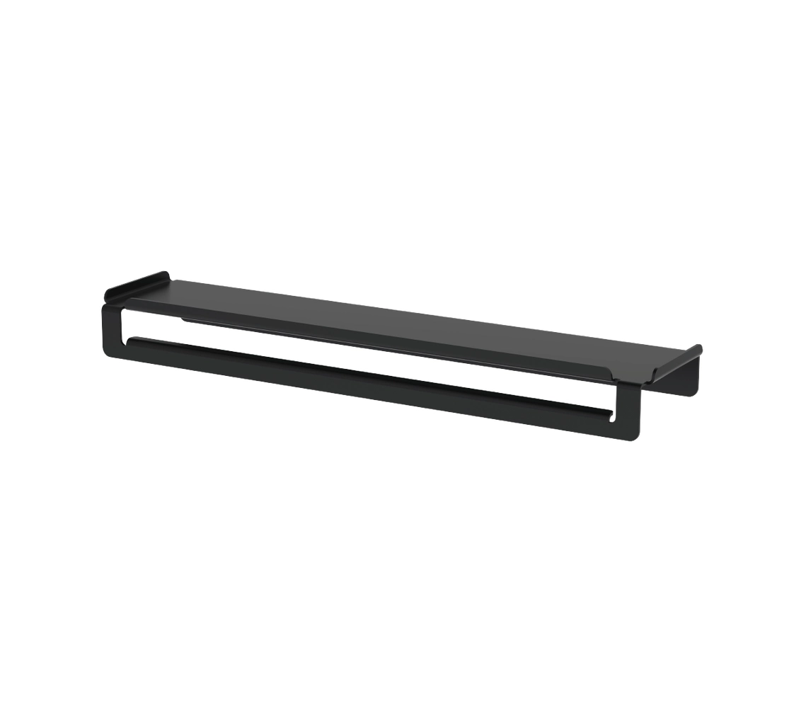 Toalheiro com Prateleira 50cm - Preto Fosco